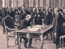 Podpis Versailleské smlouvy na Paíské mírové konferenci. (28. ervna 1919)