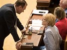 Radim Fiala a Helena Válková během hlasování o důvěře vlády (26. 6. 2019).
