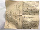 Lísteek (papír vytrený z linkovaného bloku) od dlník z 19. ervence 1893...