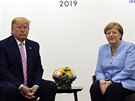 Americký prezident Donald Trump a německá kancléřka Anglea Merkelová na summitu...