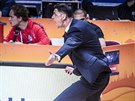 Trenér eských basketbalistek tefan Svitek proívá zápas se védskem.