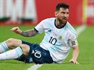 Argentinský kapitán Lionel Messi v zápase s Venezuelou