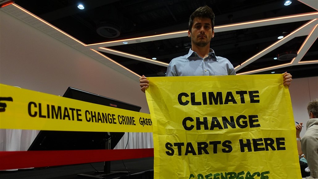 Protest organizace Greenpeace na valné hromad EZ (26. ervna 2019)