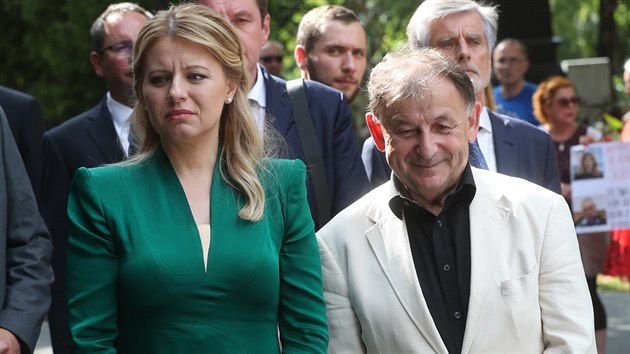 Slovensk prezidentka Zuzana aputov a bval spolupracovnk Vclava Havla a velvyslanec Michael antovsk. (20. ervna 2019)