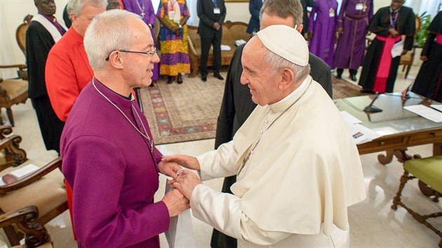 Arcibiskup z Canterbury Justin Welby se sešel s papažem Františkem ve Vatikánu. (11. dubna 2019)