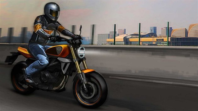 Vizualizace malho stroje Harley-Davidson