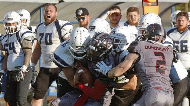 V akci celek americkch fotbalist Vysoina Gladiators. U me quarterback Reginald Langford, podporovan running backem Janem Dunovskm.