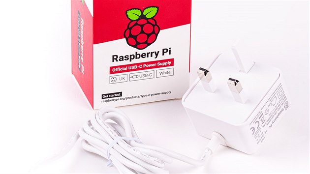 Oficiální balení čtvrté generace minipočítače Raspberry Pi.
