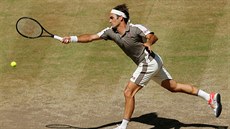 Roger Federer ve finále turnaje v Halle.