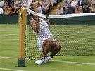 eská tenistka Barbora Strýcová nabhla do sít bhem 3. kola Wimbledonu.