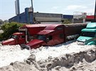 est tvrtí msta Guadalajara na západ Mexika pokryla silná vrstva ledu po...