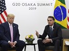 Americký prezident Donald Trump s brazilským prezidentem Jairem Bolsonarem na...