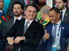 Brazilský prezident Jair Bolsonaro na fotbalovém utkání. (2. ervence 2019)