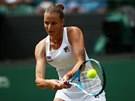 Karolína Plíková ve tetím kole Wimbledonu, ve kterém se utkala s Tchjwankou...