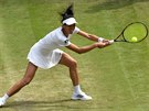 Tchajwanka Sie u-wej bhem tetího kola Wimbledonu proti Karolín Plíkové.
