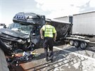 Nehoda nkolika nákladních aut a dodávek se stala na 139,5. kilometru dálnice...