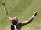 Karolína Muchová po vítzství v osmifinále Wimbledonu.