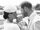 Vévodkyně Meghan, princ Harry a jejich syn Archie Harrison Mountbatten-Windsor...
