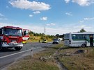 U Temoné na Plzesku se srazilo osobní auto s autobusem (3.7. 2019)