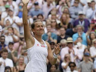 Radost Barbory Strýcové po postupu do semifinále Wimbledonu.