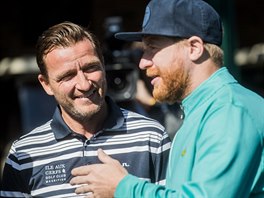 Vladimír micer a Jakub Voráek na festivalovém golfovém turnaji (3. ervence...