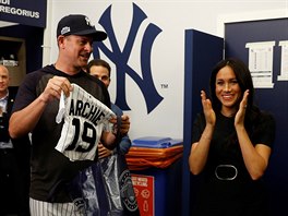 Vévodkyn Meghan ped baseballovým zápasem Boston Red Sox a New York Yankees...