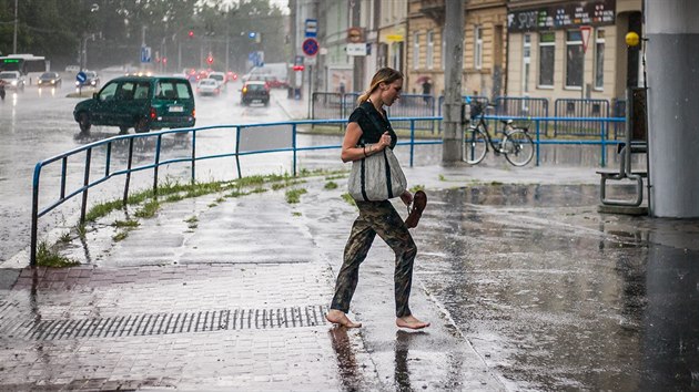 Siln d隝 a bouka se pehnala i eskmi Budjovicemi. (1. ervence 2019)