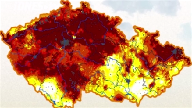 Vývoj sucha v ČR v období od dubna do června 2019.