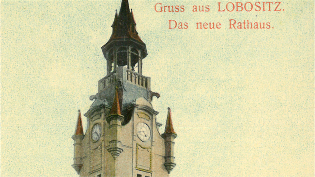 Autorem návrhu secesní radnice s historizující věží se stal ústecký architekt Karl Rzehatschek. Pohlednice ze sbírky Jana Rösslera.