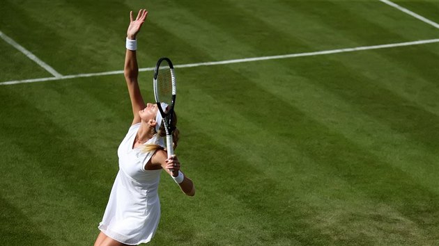 Petra Kvitov v prvnm kole Wimbledonu.