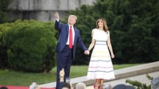 Americký prezident Donald Trump s manelkou Melanií bhem oslav Dne...