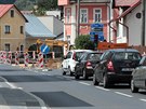 Zahájení stavby okružní křižovatky v centru Velké Hleďsebi.