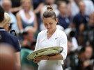 Rumunka Simona Halepová se raduje z vítzství Wimbledonu.
