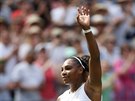 Serena Williamsová po vítzství v semifinále Wimbledonu.