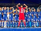 Kapitán Olomouce Vít Bene pi pedstavování dres pro novou sezonu.
