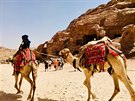 Jordánsko, Velbloudi vozí turisty do skalního msta Petra