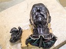 Na snmku je voskov pozitiv Masarykovy sochy ve slvrn v Horn Kaln (18. 7....