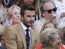 Bývalý fotbalista David Beckham si nenechal ujít semifinále Wimbledonu.