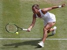 Barbora Strýcová dobíhá balonek v semifinále Wimbledonu.