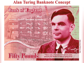 Na nové padesátilibrové bankovce je zobrazen matematik Alan Turing, který se...