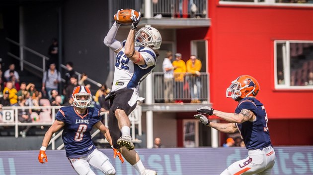 Momentka ze zpasu Prague Lions a Ostrava Steelers