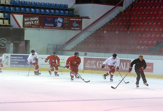 První trénink na ledě hokejistů HC Olomouc před novou sezonou.
