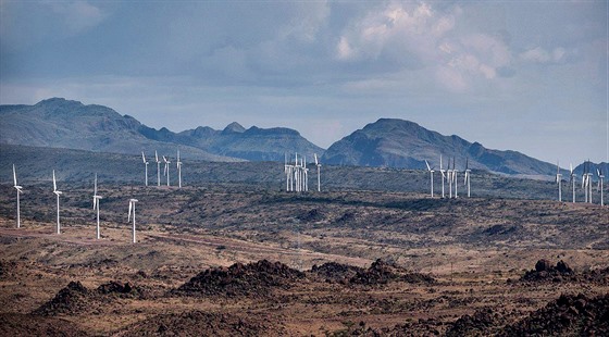 Největší větrná farma v Africe se nachází u keňského jezera Turkana.