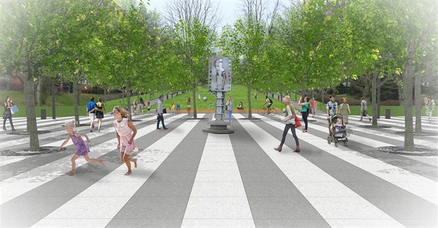 Studie revitalizace Chaplinova náměstí byla zpracována v červnu 2018 .