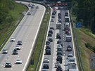 Hustý provoz na nmecké dálnici A8 mezi Salzburgem a Mnichovem (20. ervence...