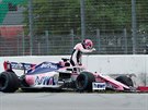 Závodník Sergio Perez se stáje Racing Point havaroval bhem Velké ceny Nmecka.