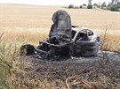 Následky nehody dvou aut za obcí Vladislav na Tebísku (28. ervence 2019)