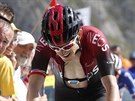 T̎KÁ CHVÍLE. Geraint Thomas v pijídí na vrchol Tourmaletu.