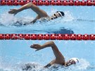 Barbora Seemanová (dole) v rozplavbě na 400 metrů volný způsob na světovém...