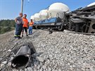 Následky nehody nákladního vlaku, který vykolejil u Mariánských Lázní. koda...